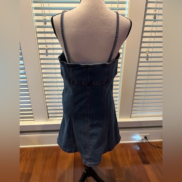 Sweet Society Strawberries Blue Denim Mini Dress - Picture 5 of 11
